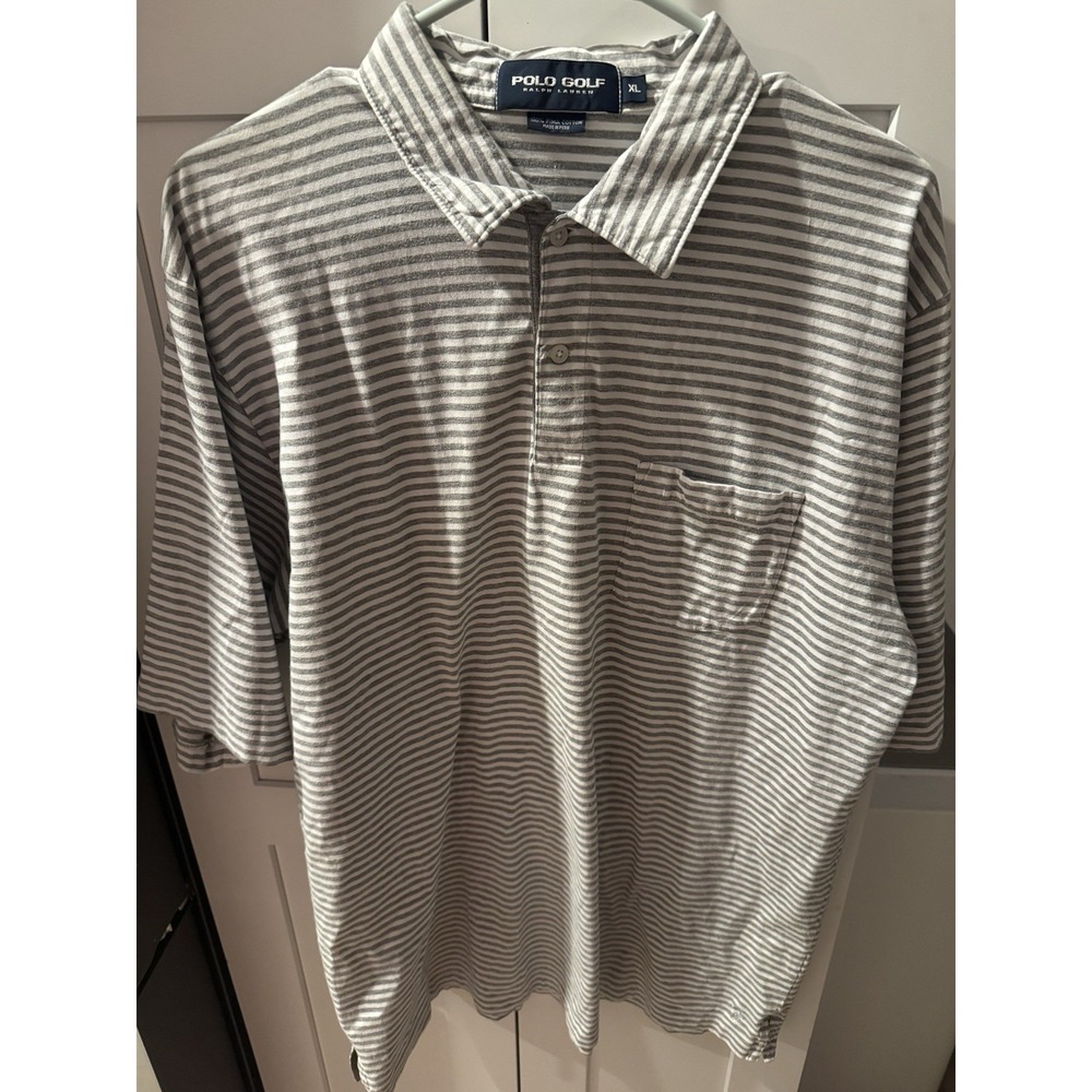Ralph Lauren Polo Golf Men's Short Sleeve Size XL Gray And White Polo